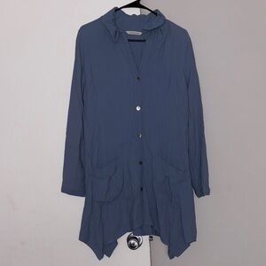 Blue Button-Up Long Sleeve Dress Shirt